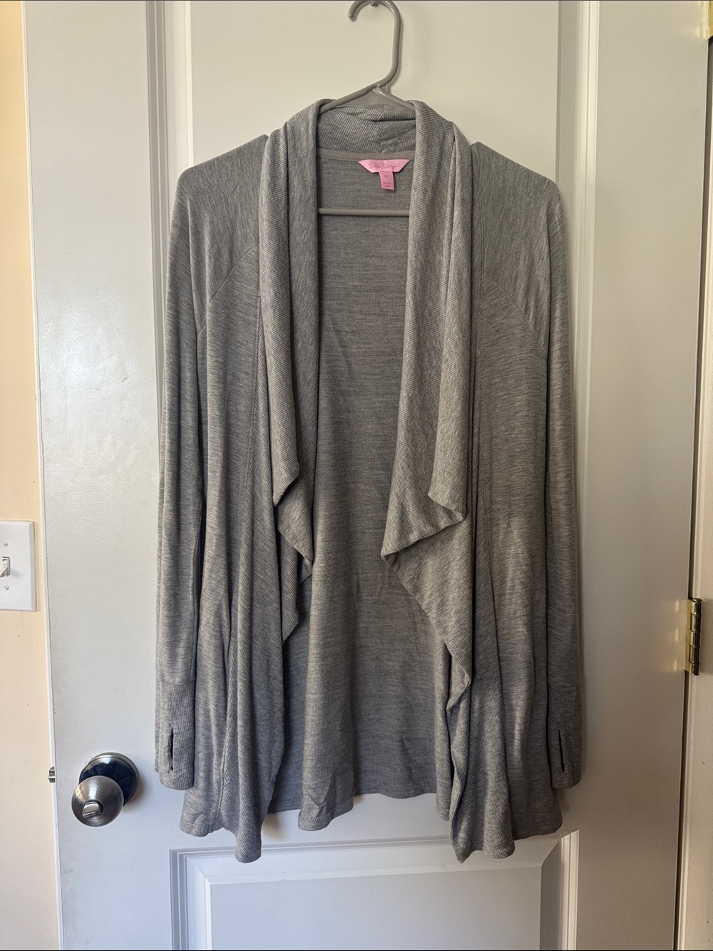 Lilly Pulitzer women’s open front gray throw over cardigan sweater XS‎